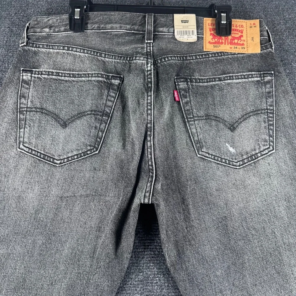 Levi's 501 Original Jeans Mens 34x29 Gray Washed Distressed Straight Leg NWT